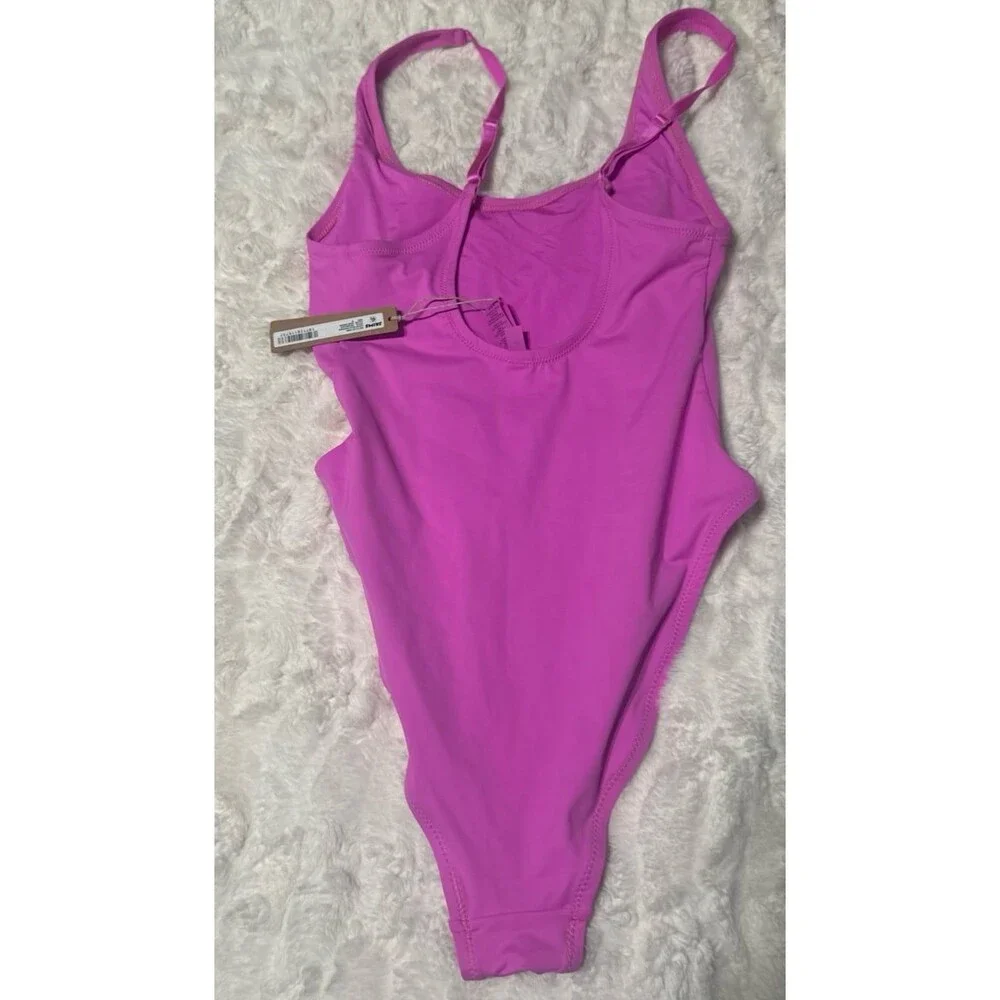 Recycled Swim scoop neck one piece Neon Orchid